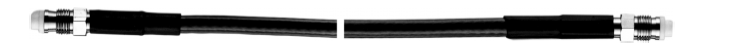 Black coaxial cable with metal connectors at both ends.