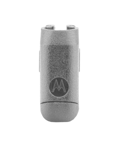 Grijze cilindrische antennekap met Motorola-logo.