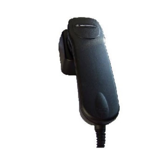 Black telephone handset on wall mount.