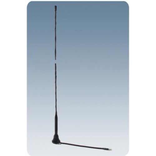 7000-00581200_pro_01.jpg Zwarte flexibele antenne met kabel op blauwe achtergrond.