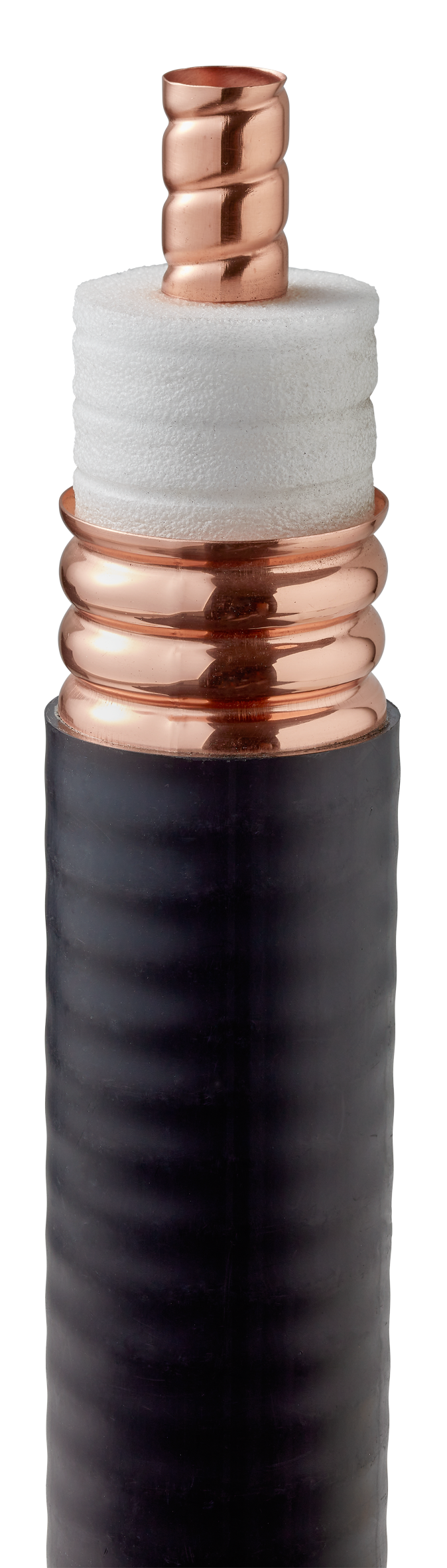 Copper and foam insulation with black casing.