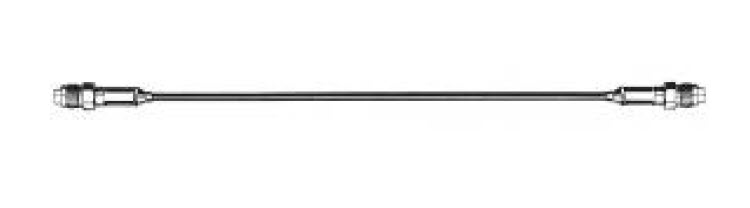 Metal rod with hexagonal end fittings, evenly spaced.
