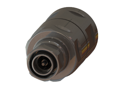 Metal connector with screw thread and round opening