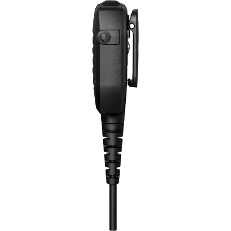 Side view of a black cable set with clip.