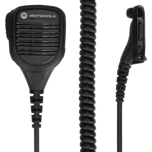 Microphone portatif noir avec câble spiralé et connecteur.