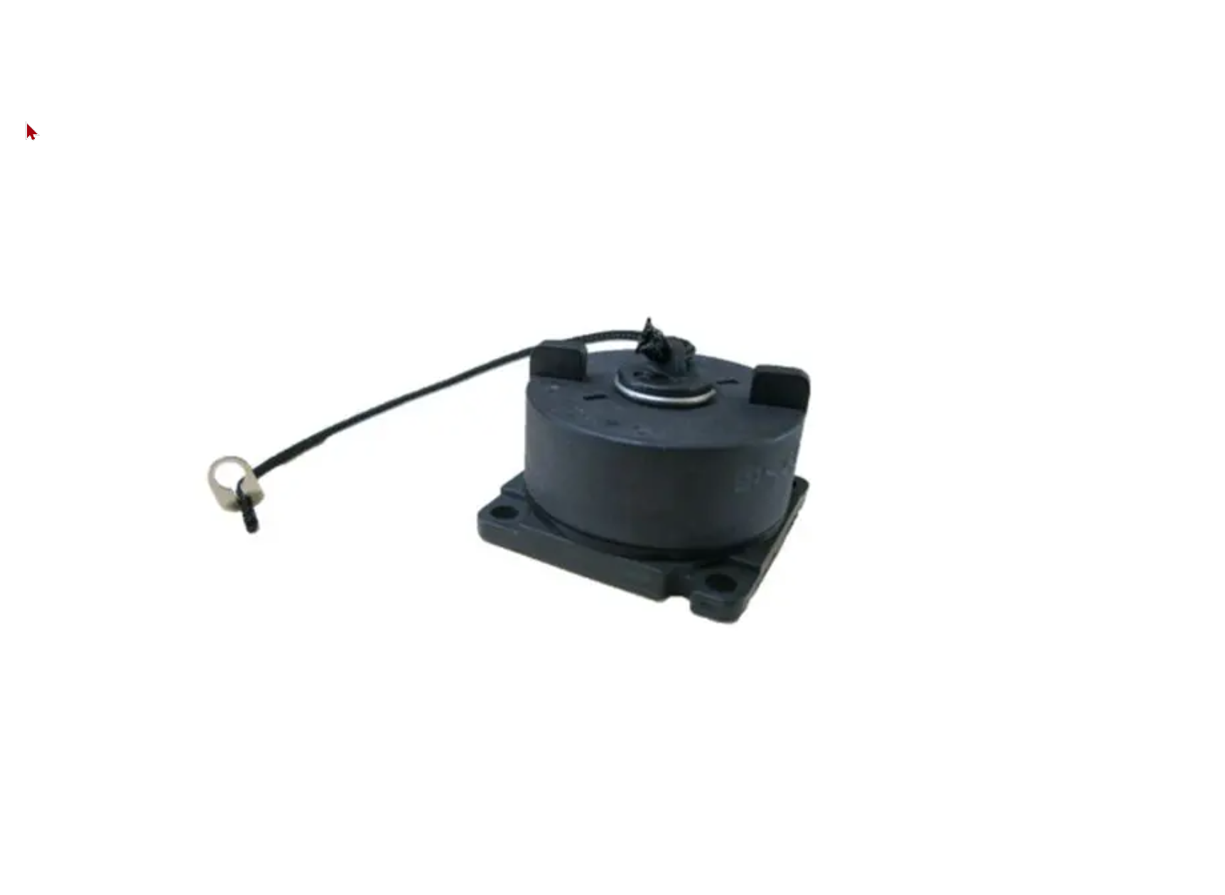 Black electric motor with connection cable and eyelet.