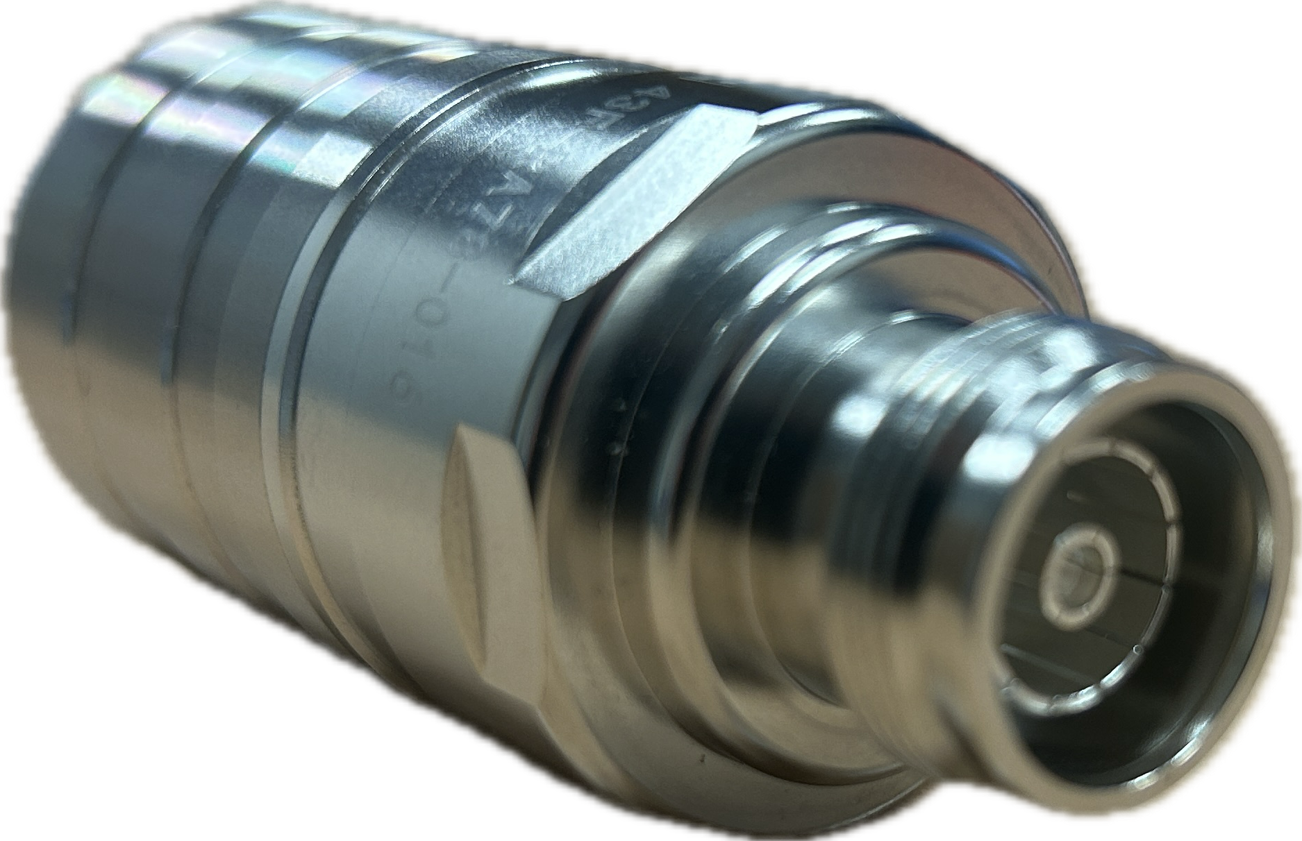 Close-up van een cilindrische metalen connector