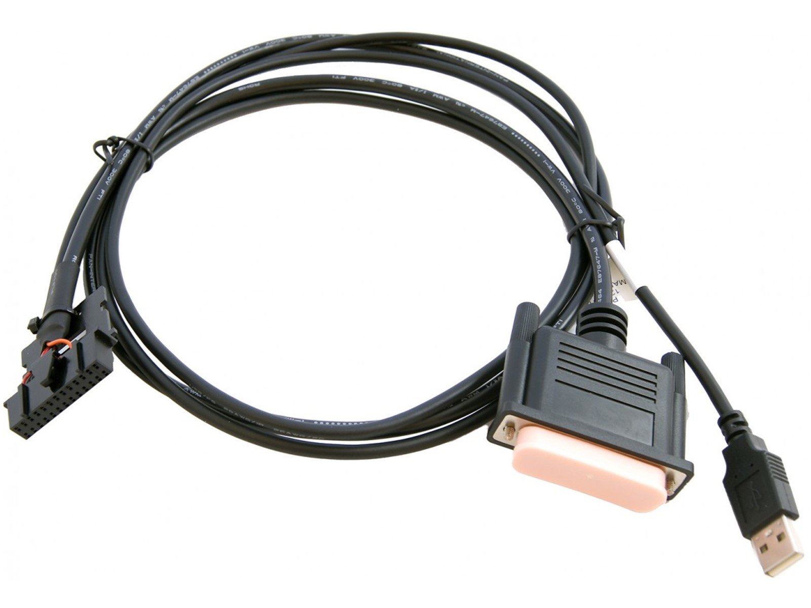 USB to RS232 adapter cable with two different connectors.