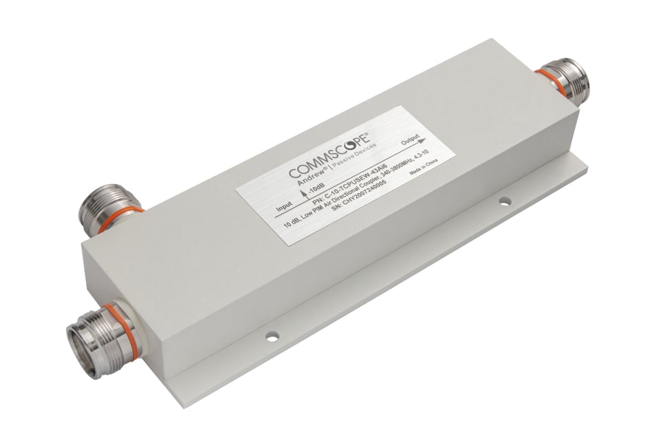 Gray electrical connection unit with two cable connectors.