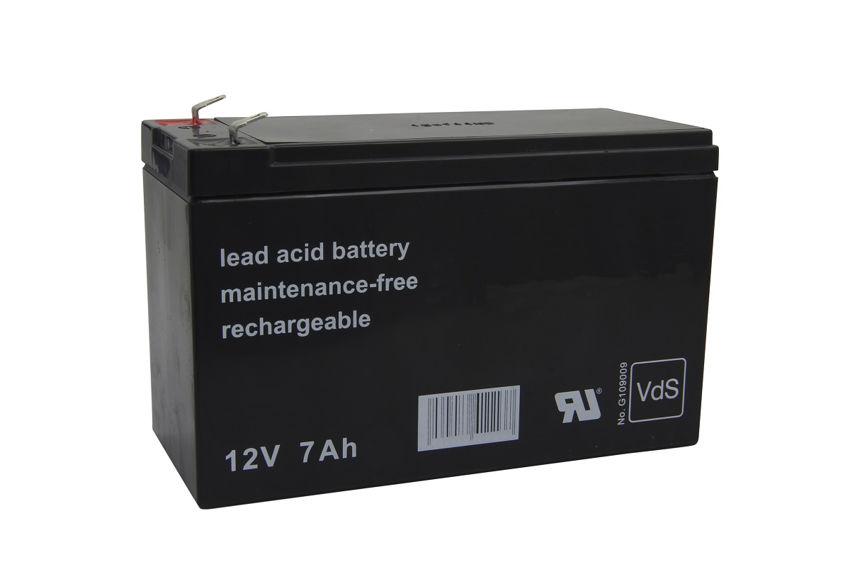 Batterie au plomb 12V 7Ah rechargeable, sans entretien.