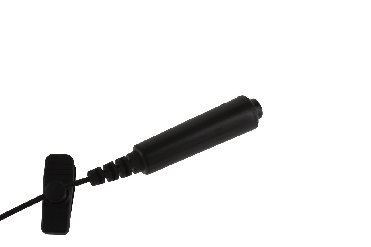 Black binder clip with long cylindrical shaft.