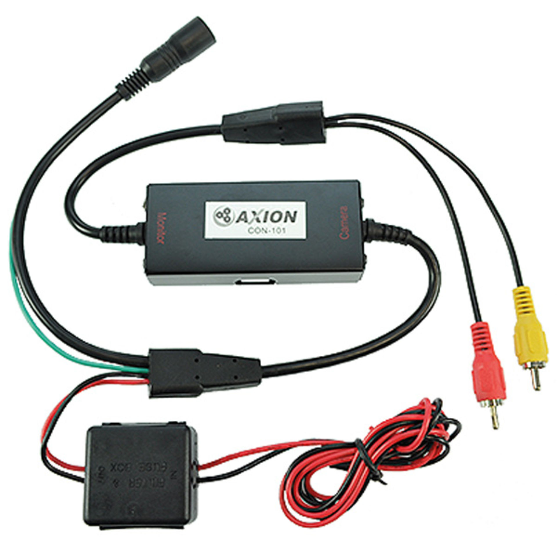 Elektronische adapter met meerdere kabels en connectoren.