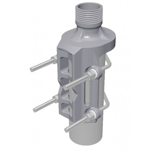 Composant métallique avec filetage, quatre vis, et deux ouvertures