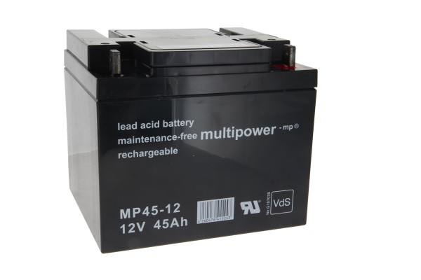 Lead-acid battery, maintenance-free, rechargeable, 12V 45Ah, model MP45-12.