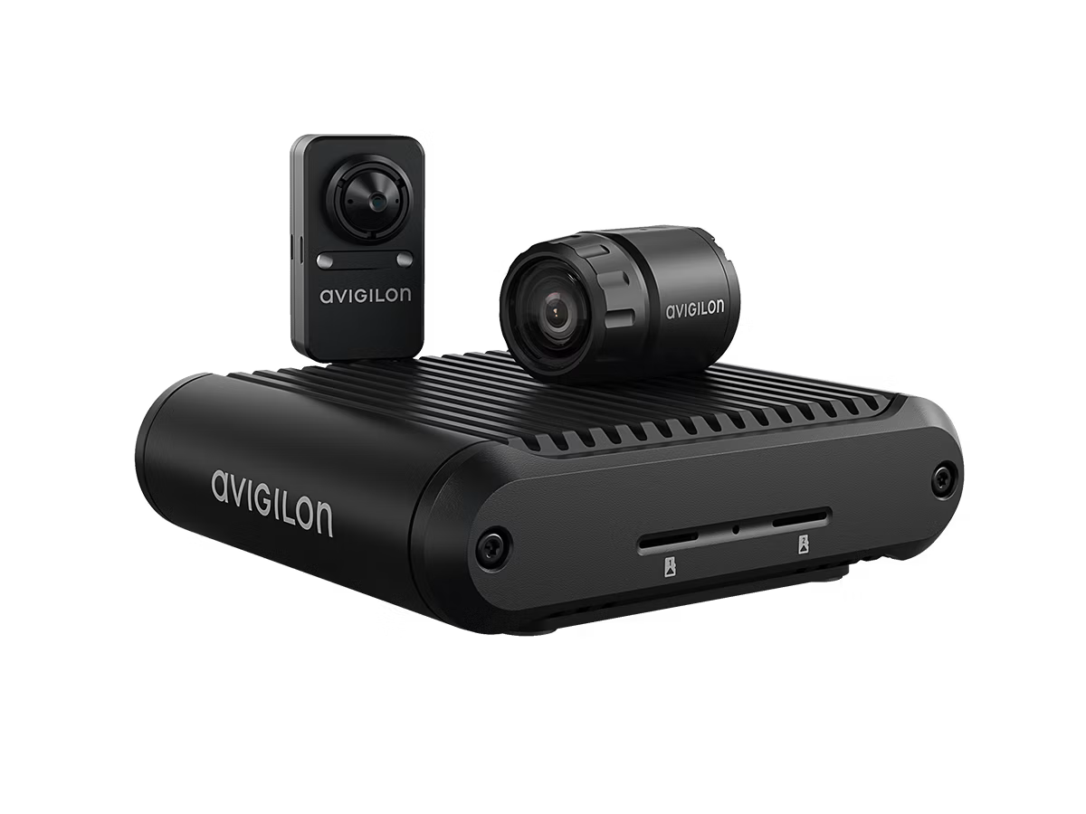 Black surveillance module with two cameras.