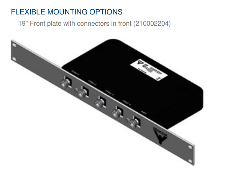Plaque frontale 19 pouces avec 5 connecteurs devant.