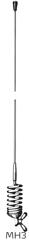 Zwart-witte technische tekening van een antenne met spoel.