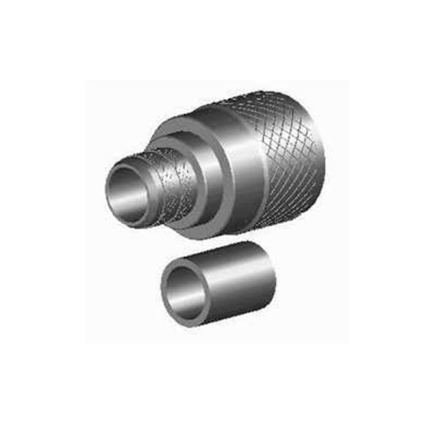 Metalen mondstuk met aparte cilindrische bevestiging.