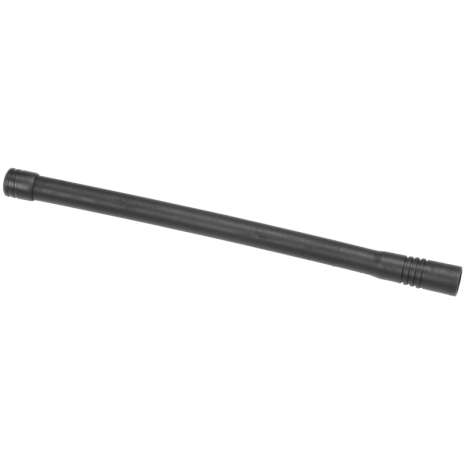 Lange zwarte rechte metalen staaf met gekarteld uiteinde.