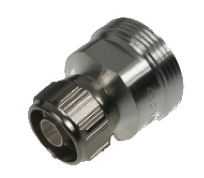 Silver screw adapter with knurled edge and internal thread.