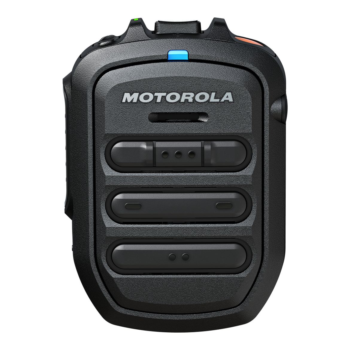 Radio with three buttons and a lit display.