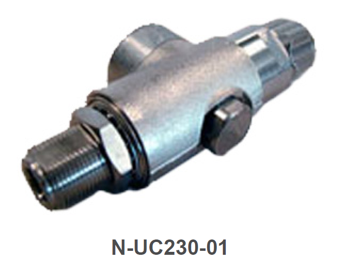 7000-00628900_rfs_01.png Metalen connector N-UC230-01, cilindrische vorm met schroefdraad.