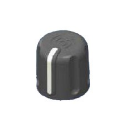 Bouton rotatif noir avec ligne de marquage blanche