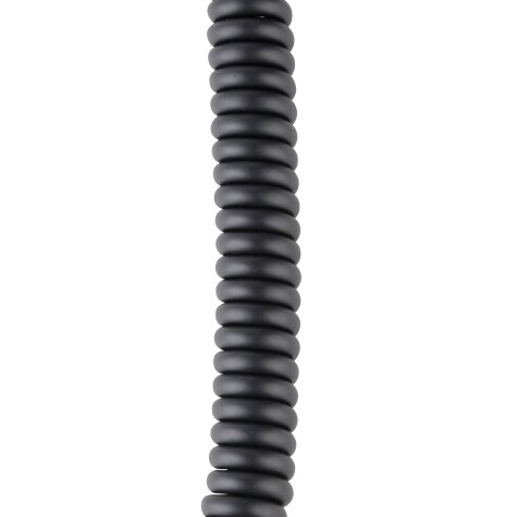 Câble en spirale noir disposé verticalement.
