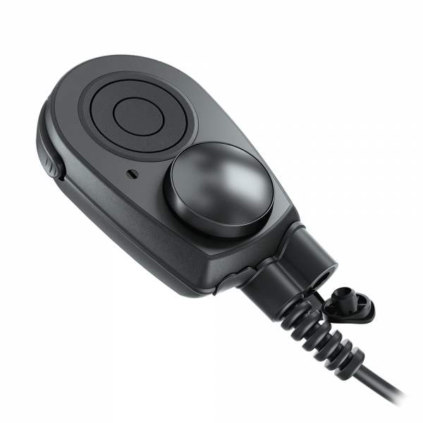7000_00754290_IMT_01.png Zwart microfoon met spiraalkabel en grote knop.