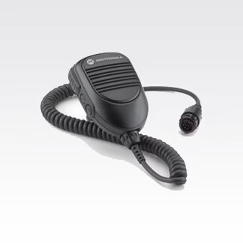 Hand microphone with coiled cable and plug