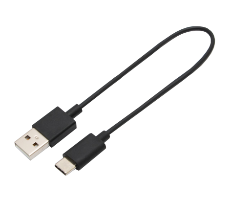 Zwart USB naar USB-C kabel.