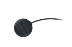 Black round lens cap with cable.