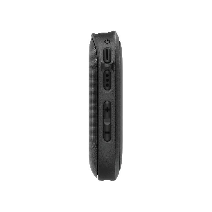 Side view of a black device with buttons and ports.