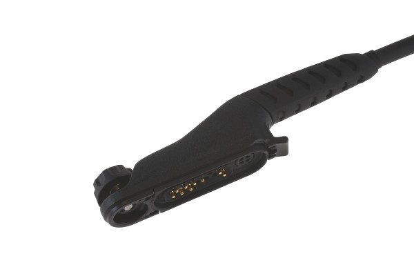 Zwarte magnetische oplaadpoort voor elektronische apparaten.