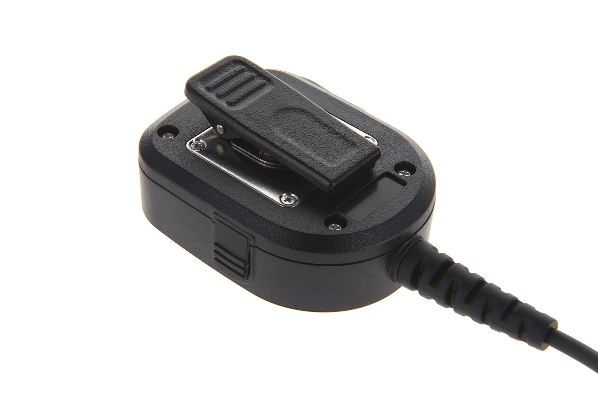 Zwarte schakelaar met kabel, horizontaal gemonteerd.