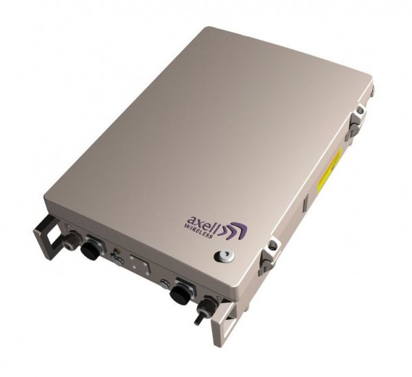 Appareil électronique avec logo Axell Wireless sur le dessus.