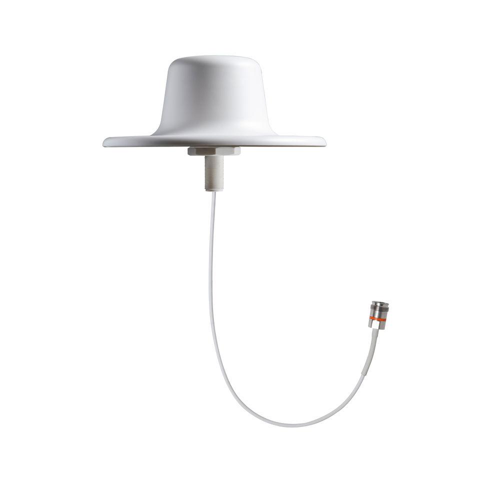 White dome antenna with cable connection