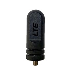 Black LTE antenna with rounded top, screw mount at bottom