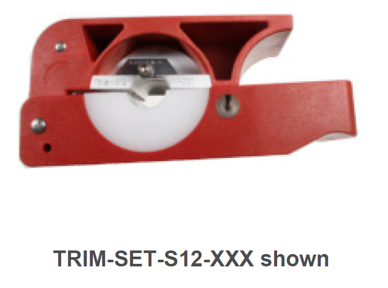 Red cutting tool TRIM-SET-S12-XXX with round blade