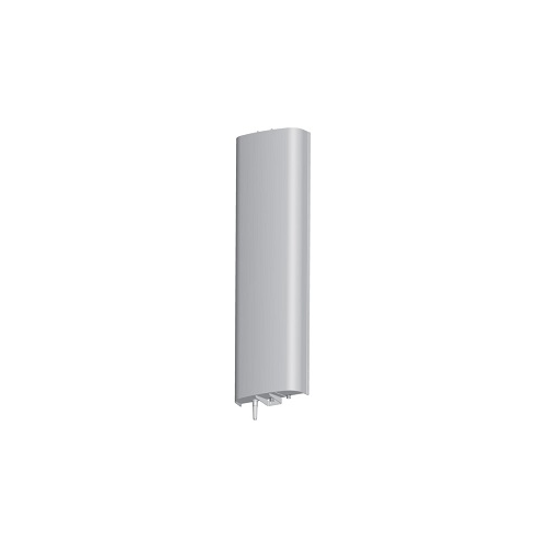 Witte cilindrische antenne met muurbevestiging.