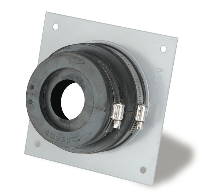 Rond rubberen afdichtingselement op metalen plaat gemonteerd.