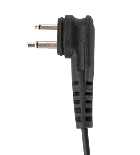 Black plug with two metal pins.