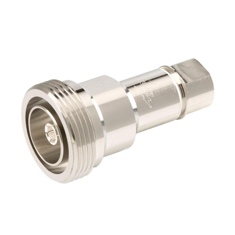 Metalen adapter met schroefdraad en zeshoekige basis.