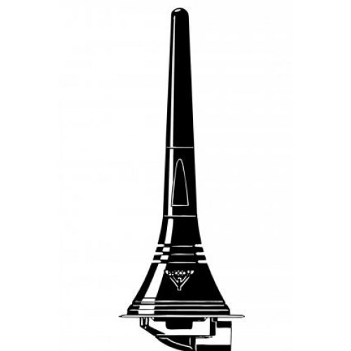 Zwarte autoantenne met spiraalvormig ontwerp.