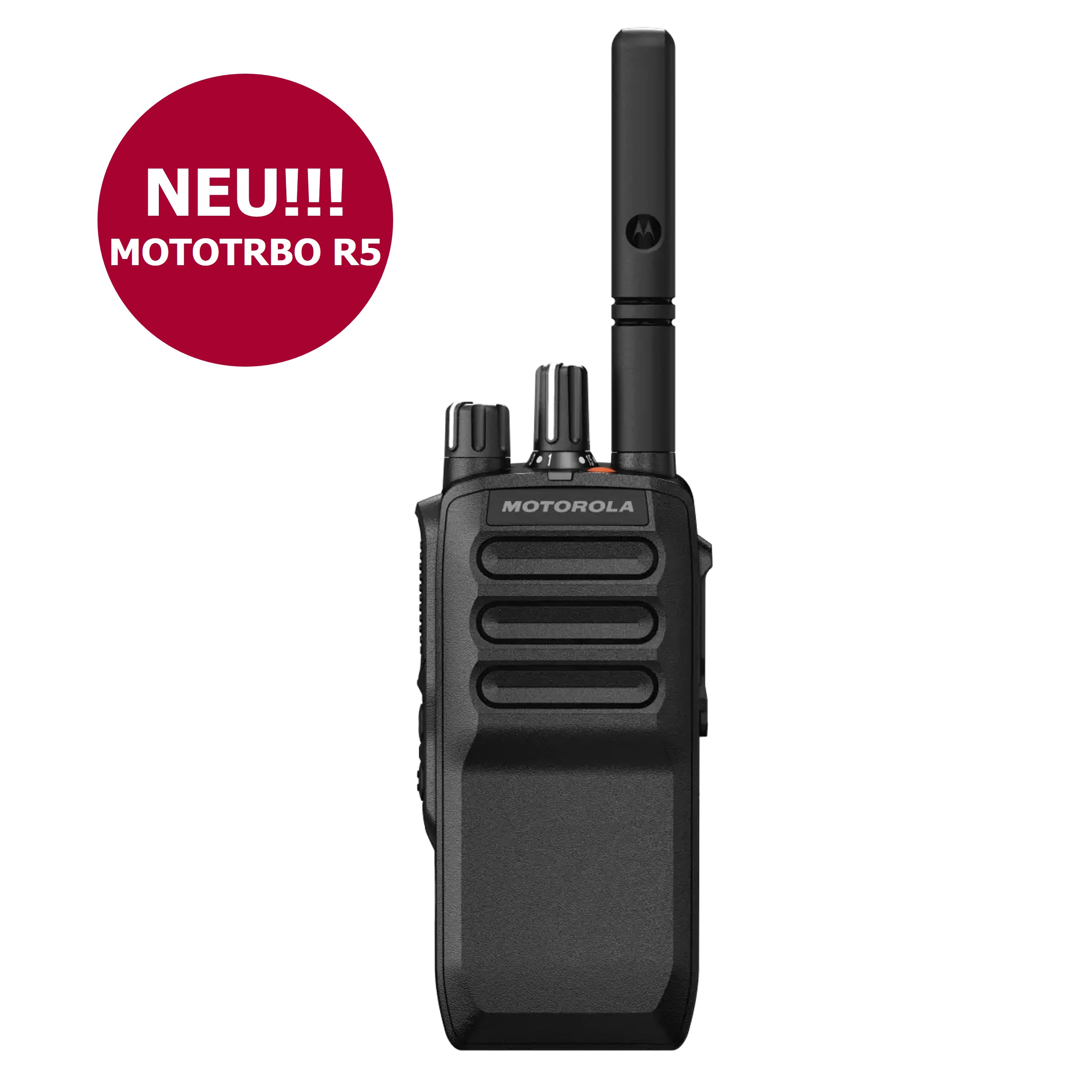 Radio Motorola MOTOTRBO R5 avec nouvelle étiquette.