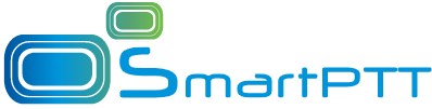 Logo SmartPTT avec lettres stylisées en bleu et vert.