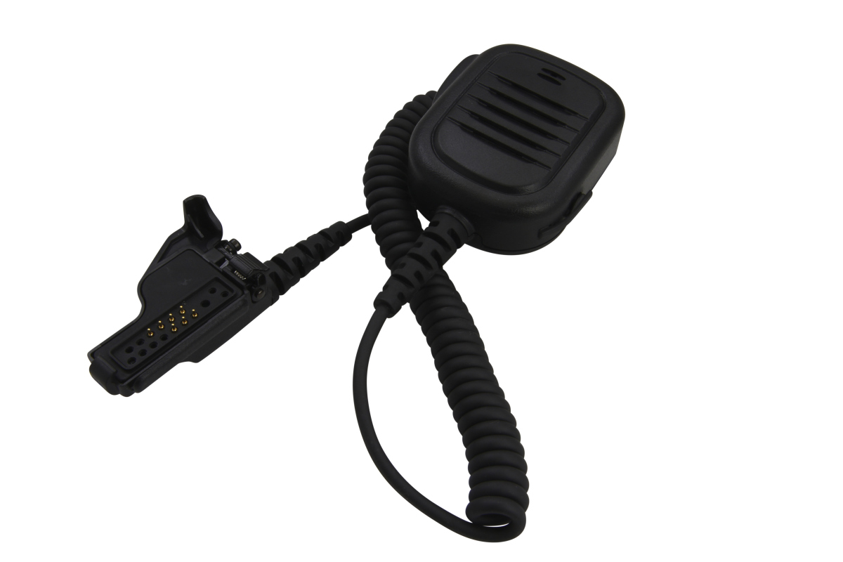 COP Luidsprekermicrofoon MM13 ATEX, EX-MM10-M3, EX-versie ATEX, beschermingsklasse Ex II 2 G/Ex ib IIC T4, voor GP900Ex Zwart radio microfoon met spiraalkabel en aansluitstekker.