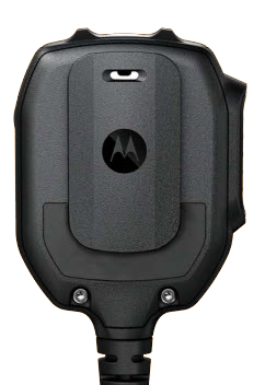 7000-00752372_mot_02.png Zwart communicatieapparaat met kabelaansluiting en merkembleem.