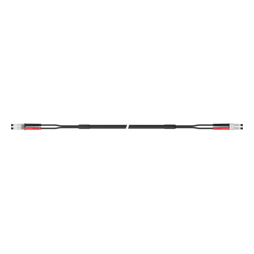 Zwarte audiokabel met twee RCA-stekkers. Gemarkeerd rood en wit.