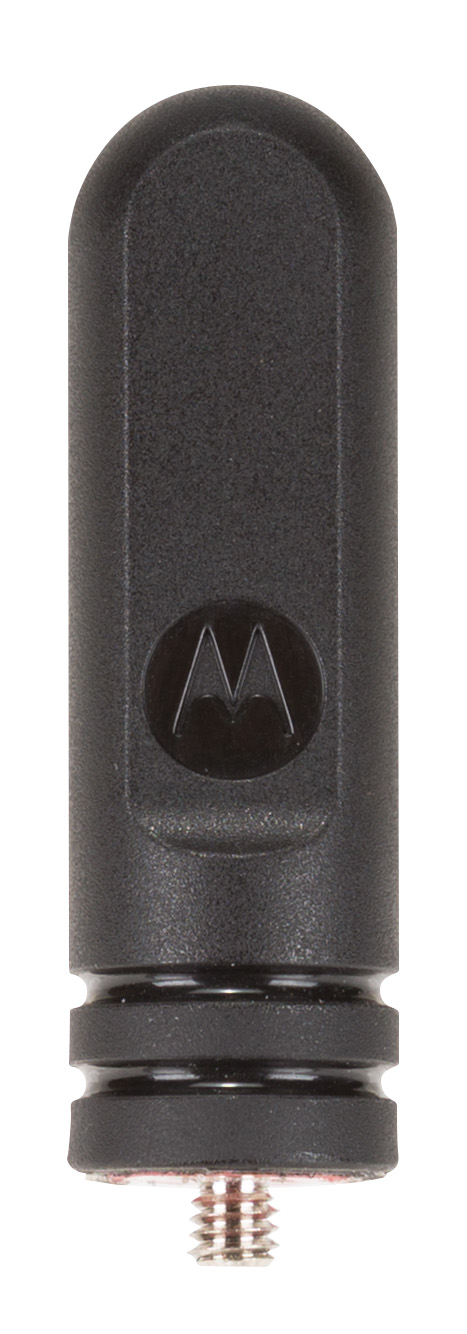 Black radio antenna with screw thread at the bottom.